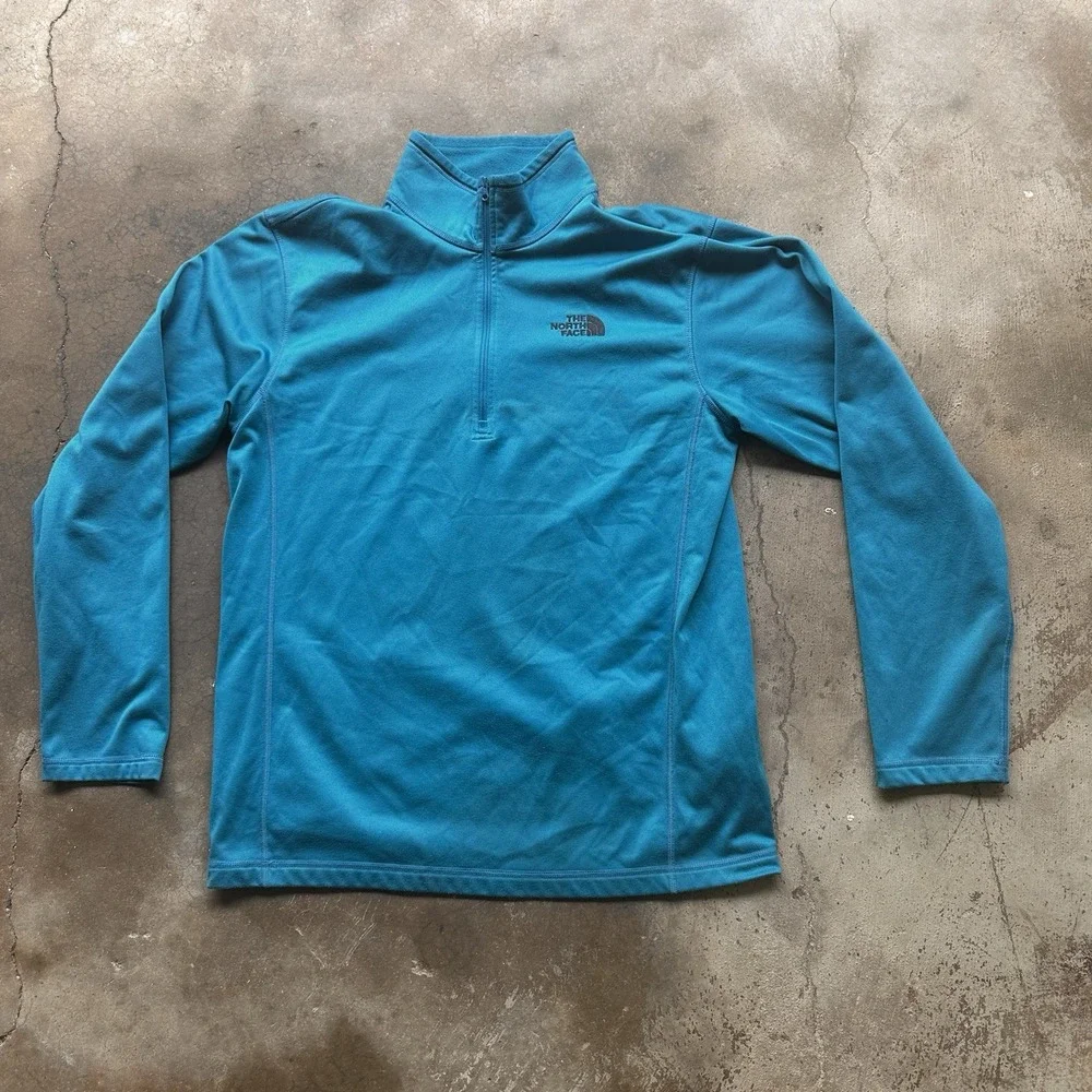 The North Face Pullover Mens Large Blue 1/4 Zip Long Sleeve Outdoor Hiking